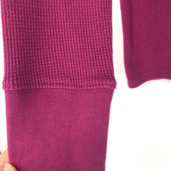Roots hot pink waffle knit Henley long sleeve t-shirt small - Picture 6 of 11